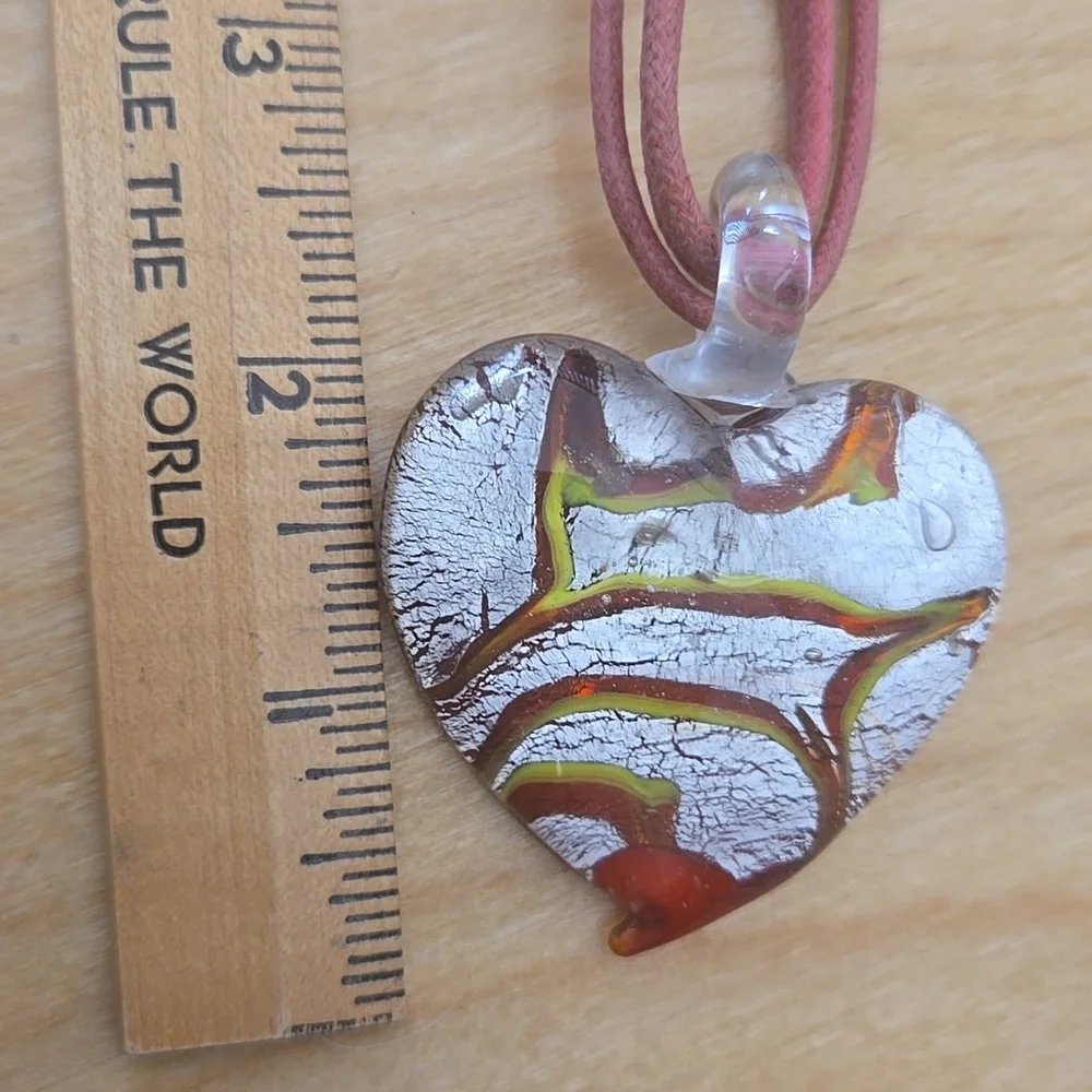 Murano Style Glass Heart Necklace